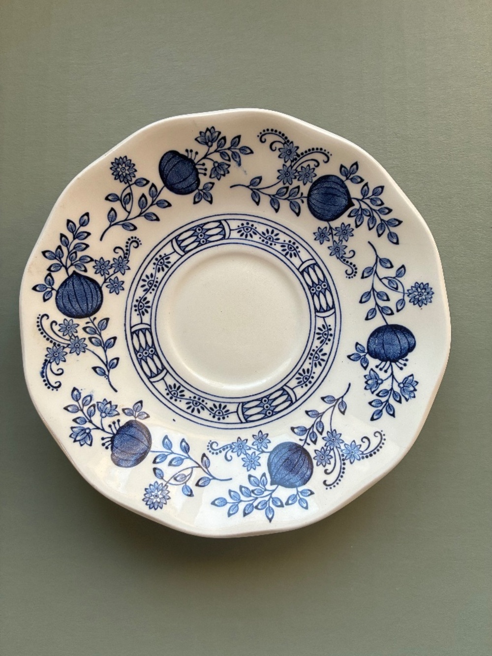 Set of 5 Vintage Enoch Wedgwood Blue Onion Saucers England Blue Transferware